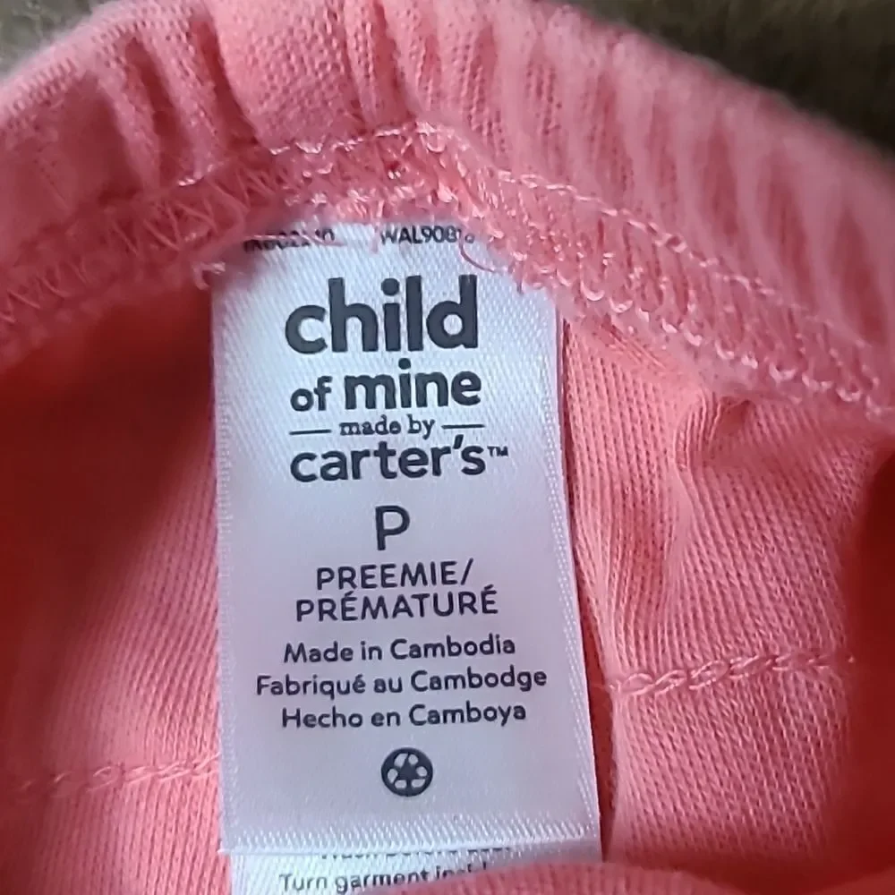 Carter's Preemie Baby Girl Pink Ruffle Bottoms Newborn Knit Sweat Pants Pull-On